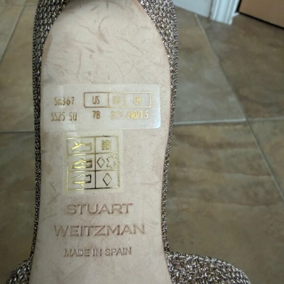 Stuart Weitzman Soiree Sleek 75 Glitter Sandals Sz 7 - Picture 7 of 7